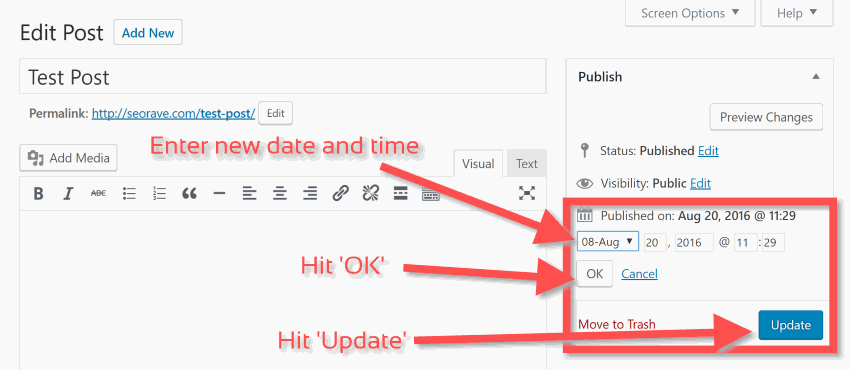 Change date in WordPress