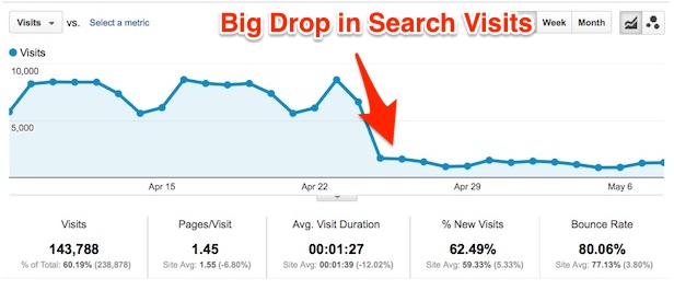 Big Drop in Search Visits